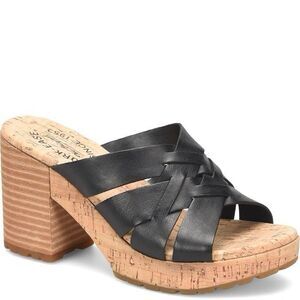Kork Ease Women's Size‎ 10 M Black Leather Slip On Block Heel Shoes Sandals